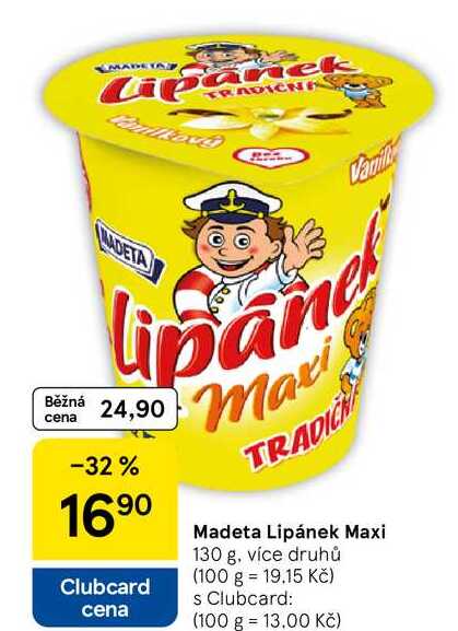 Madeta Lipánek Maxi, 130 g, více druhů