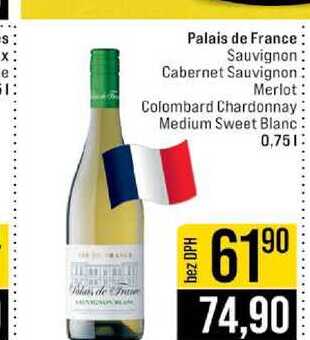 Palais de France Sauvignon Cabernet Sauvignon Merlot Colombard Chardonnay Medium Sweet Blanc 0,75l