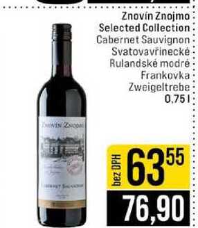Znovín Znojmo Selected Collection Cabernet Sauvignon Svatovavřinecké Rulandské modré Frankovka Zweigeltrebe 0.75l