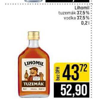 Lihomil tuzemák 37,5 % vodka 37,5% 0,2l
