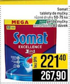 Somat tablety do myčky různé druhy 50-75 ks with gel do myčky lemonGlime 80 dávek 
