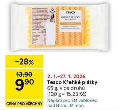 Tesco Křehké plátky, 65 g, více druhů