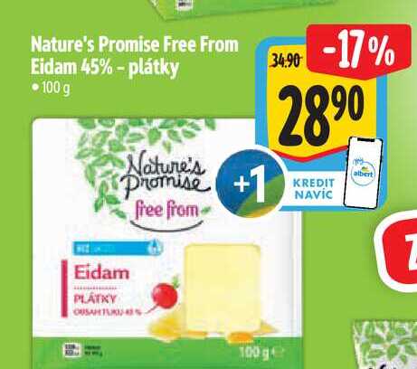 Nature's Promise Free From Eidam 45% - plátky 100 g  