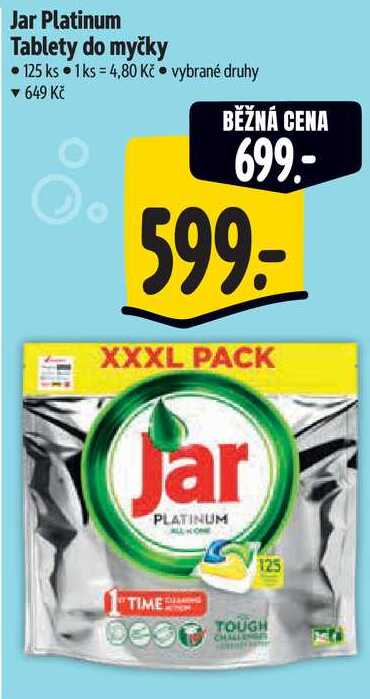 Jar Platinum Tablety do myčky, 125 ks 