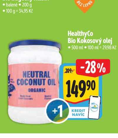   HealthyCo Bio Kokosový olej 500 ml