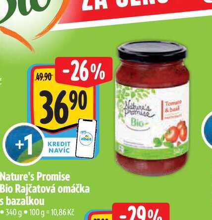   Nature's Promise Bio Rajčatová omáčka s bazalkou  340 g 