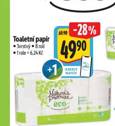 Toaletní papír 3vrstvý  8 rolí  