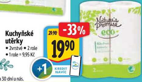 Kuchyňské utěrky  2vrstvé  2 role 