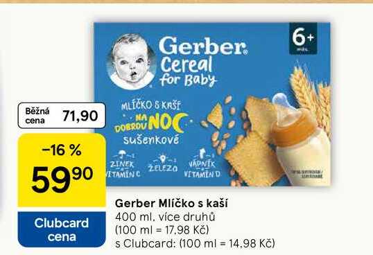 Gerber Mlíčko s kaší, 400 ml, více druhů