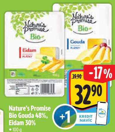 Nature's Promise Bio Gouda 48%, Eidam 30%, 100 g