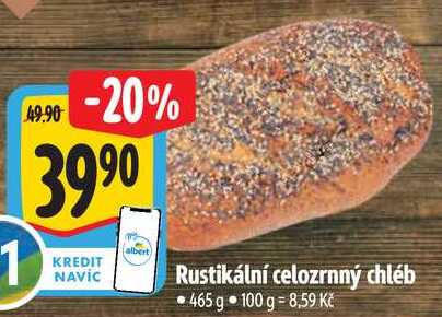 Rustikální celozrnný chléb, 465 g 