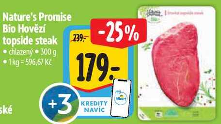 Nature's Promise Bio Hovězí topside steak, 300 g