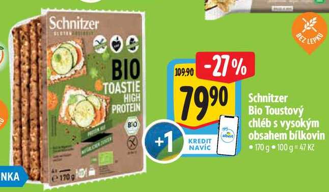 Schnitzer Bio Toustový chléb s vysokým obsahem bílkovin, 170 g