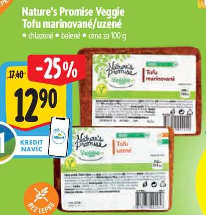 Nature's Promise Veggie Tofu marinované/uzené, cena za 100 g 