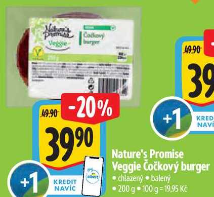 Nature's Promise Veggie Čočkový burger, 200 g