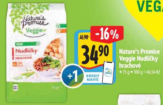 Nature's Promise Veggie Nudličky hrachové, 75 g 