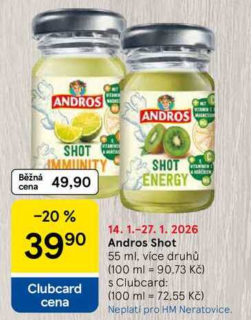 Andros Shot, 55 ml, více druhů 