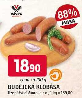 BUDĚJCKÁ KLOBÁSA 100g