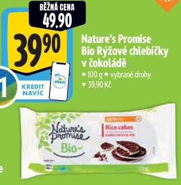 Nature's Promise Bio Rýžové chlebíčky v čokoládě, 100 g 