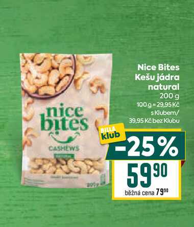 Nice Bites Kešu jádra natural 200 g