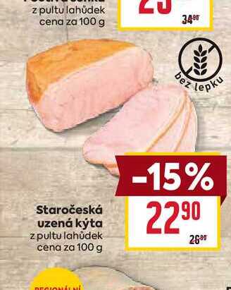 Staročeská uzená kýta z pultu lahůdek cena za 100 g 