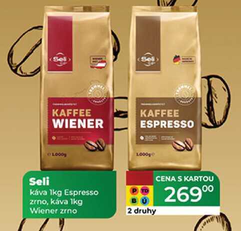 Seli káva 1kg Espresso zrno, káva 1kg Wiener zrno  