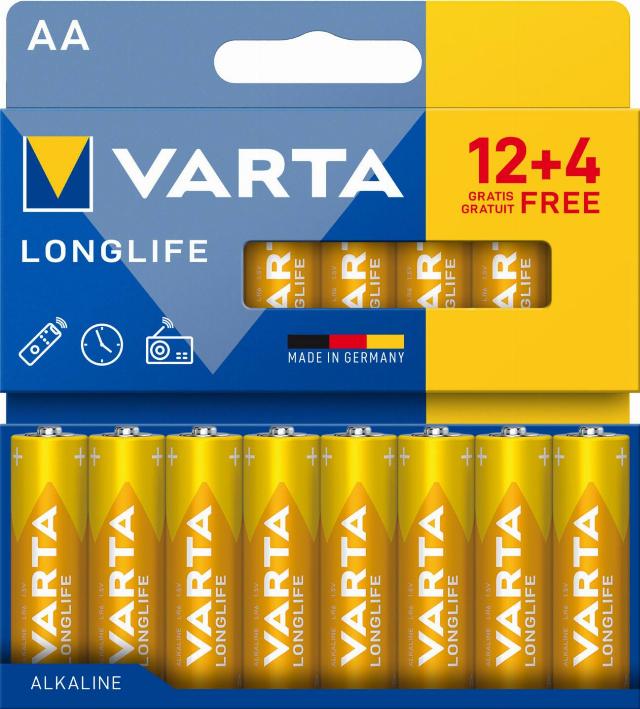 Varta Baterie AA v balení 12+4 kusy