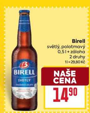 Birell světlý, polotmavý 0,5l