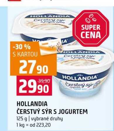 HOLLANDIA ČERSTVÝ SÝR S JOGURTEM 125 g vybrané druhy 