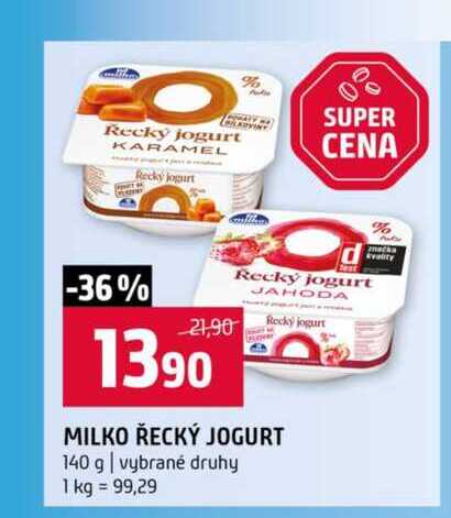 MILKO ŘECKÝ JOGURT 140 g vybrané druhy