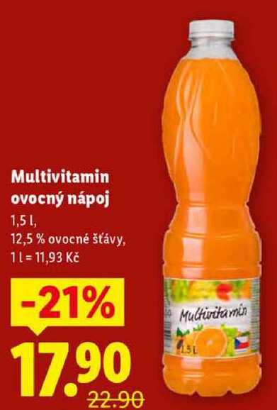 Multivitamin ovocný nápoj, 1,5 l