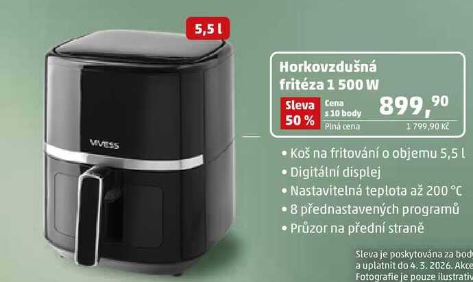 Horkovzdušná fritéza 1 500 W 
