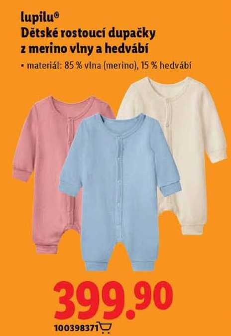 lupilu Dětské rostoucí dupačky z merino vlny a hedvábí