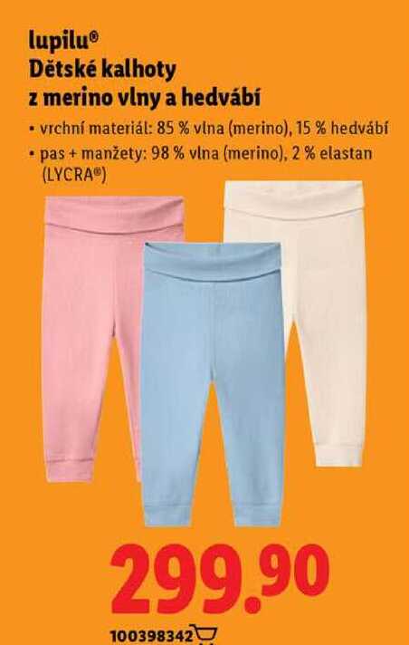 lupilu Dětské kalhoty z merino vlny a hedvábí