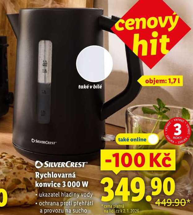 Rychlovarná konvice 3 000 W