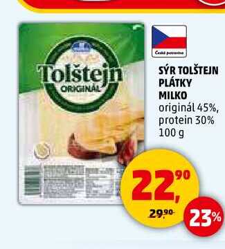 SÝR TOLŠTEJN PLÁTKY MILKO, 100 g 
