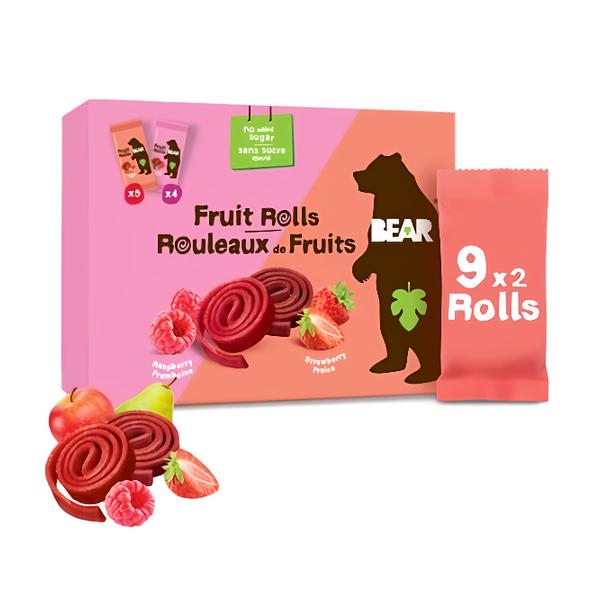 Bear Fruit Rolls jahoda a malina ovocné rolované plátky, 9x 20 g