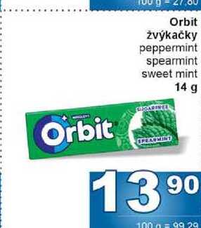 Orbit žvýkačky peppermint spearmint sweet mint 14 g
