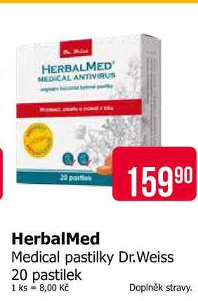 HerbalMed Medical pastilky Dr. Weiss 20 pastilek 