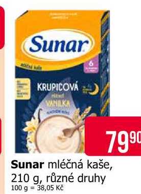 Sunar mléčná kaše, 210 g