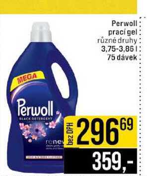 Perwoll prací gel různé druhy 3,75-3,86l 75 dávek