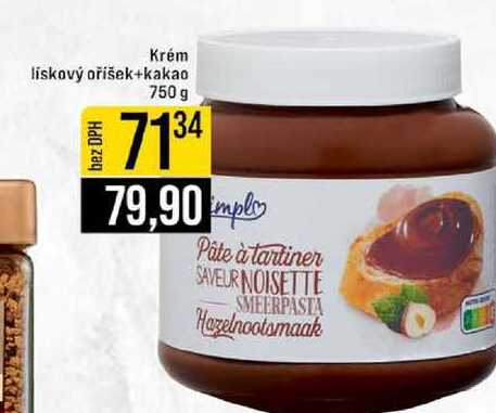 Krém lískový oříšek+kakao bez DPH 750 g