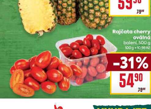 Rajčata cherry oválná balení, 500 g 