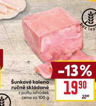 Šunkové koleno ručně skládané z pultu lahůdek cena za 100 g 