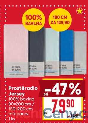Prostěradio Jersey 100% bavlna 90×200 cm / 180×200 cm mix barev 1ks