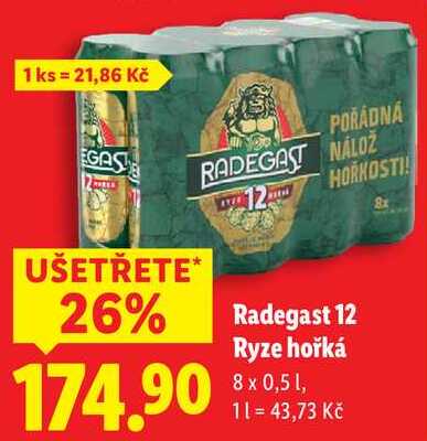 Radegast 12 Ryze hořká, 8x 0,5 l 