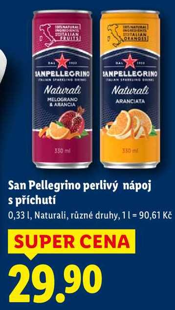 San Pellegrino perlivý nápoj s příchutí, 0,33 l