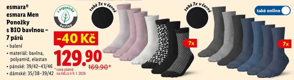 esmara Men Ponožky s BIO bavlnou - 7 párů 