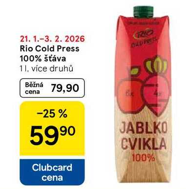 Rio Cold Press 100% šťáva, 1 l, více druhů  