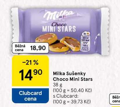 Milka Sušenky Choco Mini Stars, 38 g